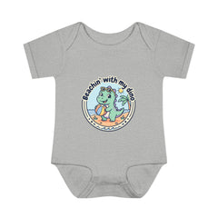 Baby Bodysuit — "Beachin' with My Dino" Cute Summer Dinosaur Infant Onesie