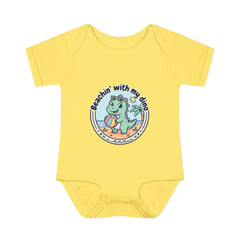 Baby Bodysuit — "Beachin' with My Dino" Cute Summer Dinosaur Infant Onesie