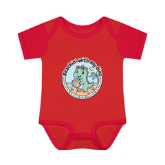 Baby Bodysuit — "Beachin' with My Dino" Cute Summer Dinosaur Infant Onesie