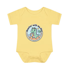 Baby Bodysuit — "Beachin' with My Dino" Cute Summer Dinosaur Infant Onesie