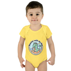 Baby Bodysuit — "Beachin' with My Dino" Cute Summer Dinosaur Infant Onesie