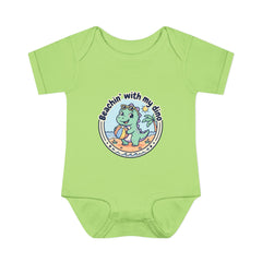 Baby Bodysuit — "Beachin' with My Dino" Cute Summer Dinosaur Infant Onesie