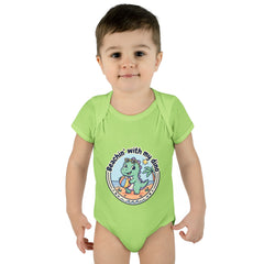 Baby Bodysuit — "Beachin' with My Dino" Cute Summer Dinosaur Infant Onesie