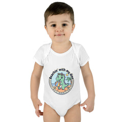 Baby Bodysuit — "Beachin' with My Dino" Cute Summer Dinosaur Infant Onesie
