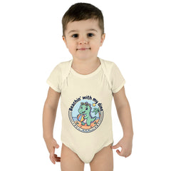 Baby Bodysuit — "Beachin' with My Dino" Cute Summer Dinosaur Infant Onesie