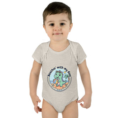 Baby Bodysuit — "Beachin' with My Dino" Cute Summer Dinosaur Infant Onesie