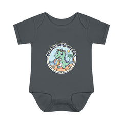 Baby Bodysuit — "Beachin' with My Dino" Cute Summer Dinosaur Infant Onesie