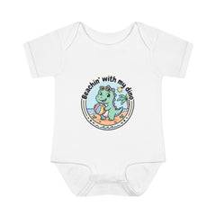 Baby Bodysuit — "Beachin' with My Dino" Cute Summer Dinosaur Infant Onesie