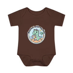 Baby Bodysuit — "Beachin' with My Dino" Cute Summer Dinosaur Infant Onesie