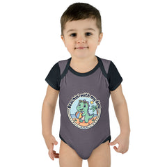 Baby Bodysuit — "Beachin' with My Dino" Cute Summer Dinosaur Infant Onesie