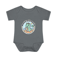 Baby Bodysuit — "Beachin' with My Dino" Cute Summer Dinosaur Infant Onesie