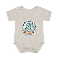 Baby Bodysuit — "Beachin' with My Dino" Cute Summer Dinosaur Infant Onesie