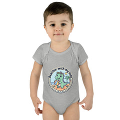 Baby Bodysuit — "Beachin' with My Dino" Cute Summer Dinosaur Infant Onesie