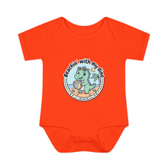 Baby Bodysuit — "Beachin' with My Dino" Cute Summer Dinosaur Infant Onesie