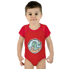 Baby Bodysuit — "Beachin' with My Dino" Cute Summer Dinosaur Infant Onesie